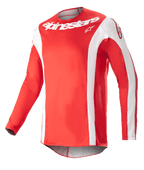 Alpinestars 2023 Techstar Arch Jersey, Motocross Jersey, Mars Red and White, white Alpinestars wordmark on chest, perforated athletic fabric, long sleeves with white accents, sporty design for off-road racing