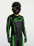 Alpinestars Fluid Apex V2 trøje, herre motocrosstrøje i sort og grøn, letvægts og fugttransporterende materiale.