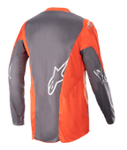Alpinestars 2023 Racer Hoen Jersey, motocross-trøje, Magnet Hot Orange, set bagfra med grå og orange paneler og sølvfarvede Astars-logoer på ærmerne og ryggen, performance off-road-beklædning