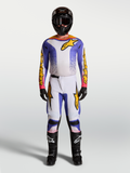 Alpinestars Fluid Drag Trøje og Fluid Drag Gear Set, motocrossudstyr til herrer i blå, hvid og guld, ergonomisk stræktekstil.