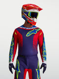 Alpinestars Fluid Drag Jersey, Men's Motocross Jersey, Blue Navy and Fire Red, breathable polyfabric for off-road performance.
