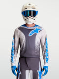 Alpinestars Fluid Drag Jersey, Men's Motocross Gear in Graystone and UCLA Blue, lightweight breathable construction.