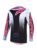 Alpinestars 2027 Fluid Drag trøje, herre-motocrosstrøje, sort og hvid med rød grafik, fugttransporterende tekstil