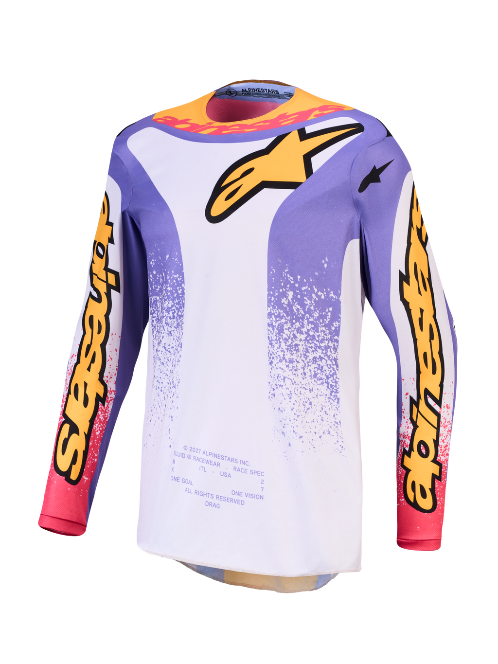 Alpinestars Fluid Drag trøje, herre-motorcrosstrøje, lys lilla og blå iris, fugttransporterende poly-stof til off-road