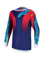 Alpinestars Fluid Drag trøje, herre-motocrosstrøje i mørkeblå og rød, åndbart og fugttransporterende polystof.