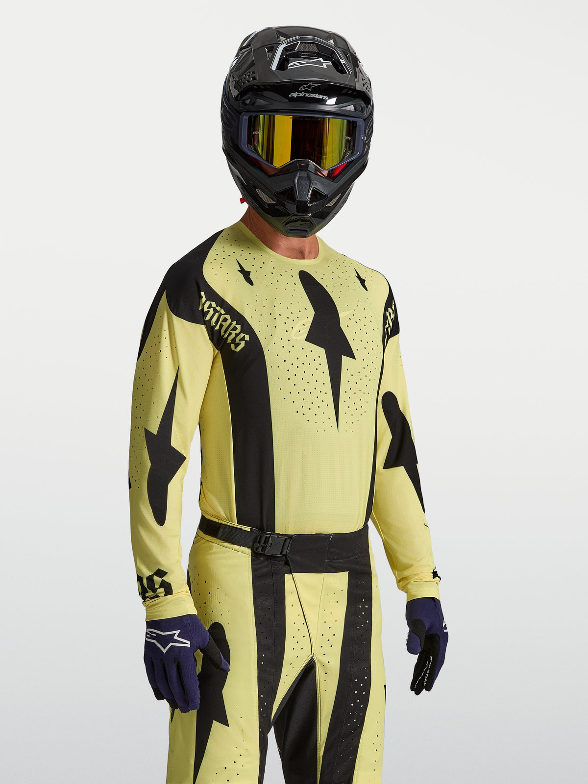 Alpinestars 2027 Techstar Atrox Jersey, Men's Motocross Jersey, Yellow and Black, with laser-cut ventilation and race fit.