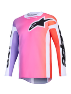 Alpinestars 2026 Racer Air Portl trøje, motocross-trøje, flerfarvet gradient med pink, lilla og orange, stort sort Astars-logo på brystet, hvide sidepaneler, åndbart mesh-materiale, lange ærmer og forlænget rygstykke