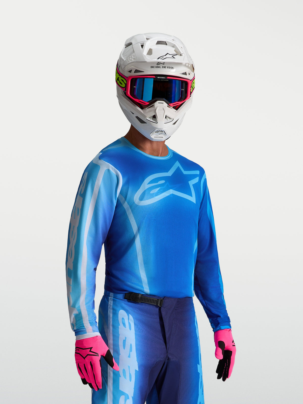 Alpinestars Fluid Kepler Jersey, Men's Motocross Jersey in Ucla and Blithe Blue, breathable moisture-wicking polyfabric.