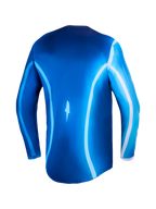 Alpinestars 2027 Fluid Kepler herremotocrosstrøje, blå og hvid, åndbar polyfabric-konstruktion, set bagfra.