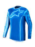 Alpinestars 2027 Fluid Kepler trøje, blå motocrosstrøje i fugttransporterende polyfabric med stort stjernelogo på brystet.