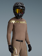 Alpinestars Begrænset Udgave Supertech Air Gold Trøje, brun og guld motocrosstrøje til herrer med ventileret pasform.