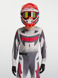 Alpinestars Supertech Swan trøje og gearsæt til ungdom, grå og rød fluo, åndbar strækmesh til motocross.