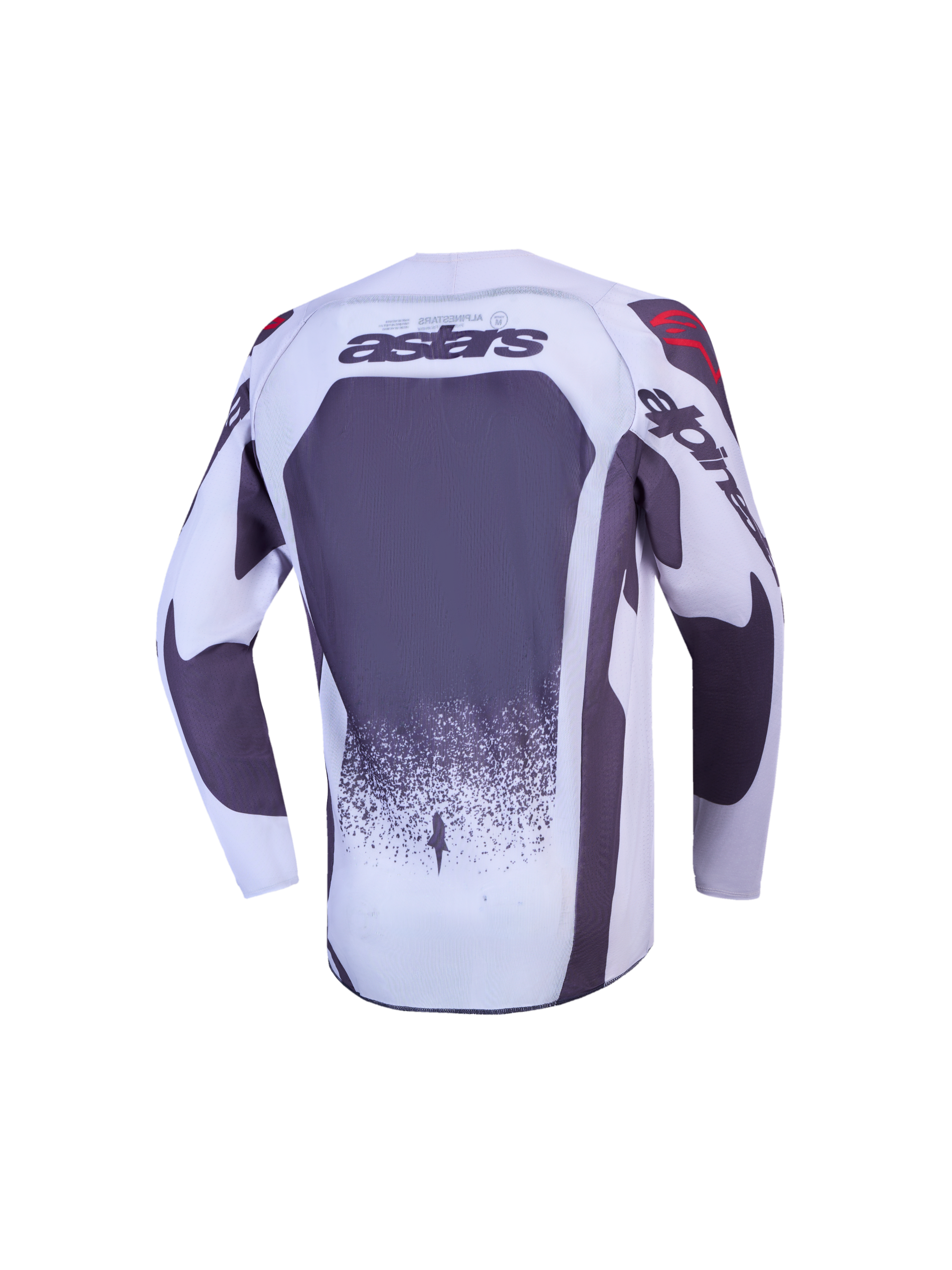 Alpinestars Ungdom Supertech Swan trøje, grå og hvid motocrosstrøje set bagfra med mesh og astars-branding.
