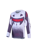 Alpinestars Ungdom Supertech Swan trøje, motocross racing, grå og hvid med rød grafik, letvægts stretch-mesh