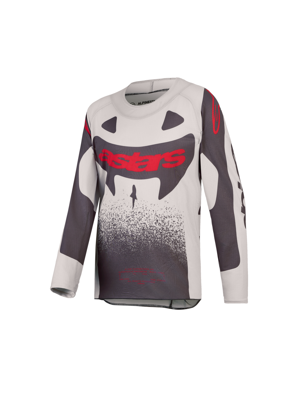 Alpinestars 2027 Ungdom Supertech Swan trøje, motocrossudstyr i grå og rød, letvægts ventileret strækmesh