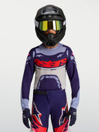 Alpinestars 2027 Supertech Dyna trøje ungdom, lilla og grå motocrosstrøje med atletisk race-fit i åndbart strækmesh
