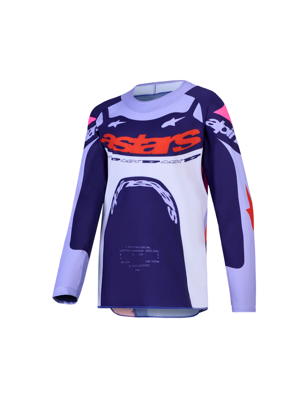 Alpinestars Ungdom Supertech Dyna trøje, motocrosstrøje til unge, mørkeblå og hvid med orange accenter, off-road gear
