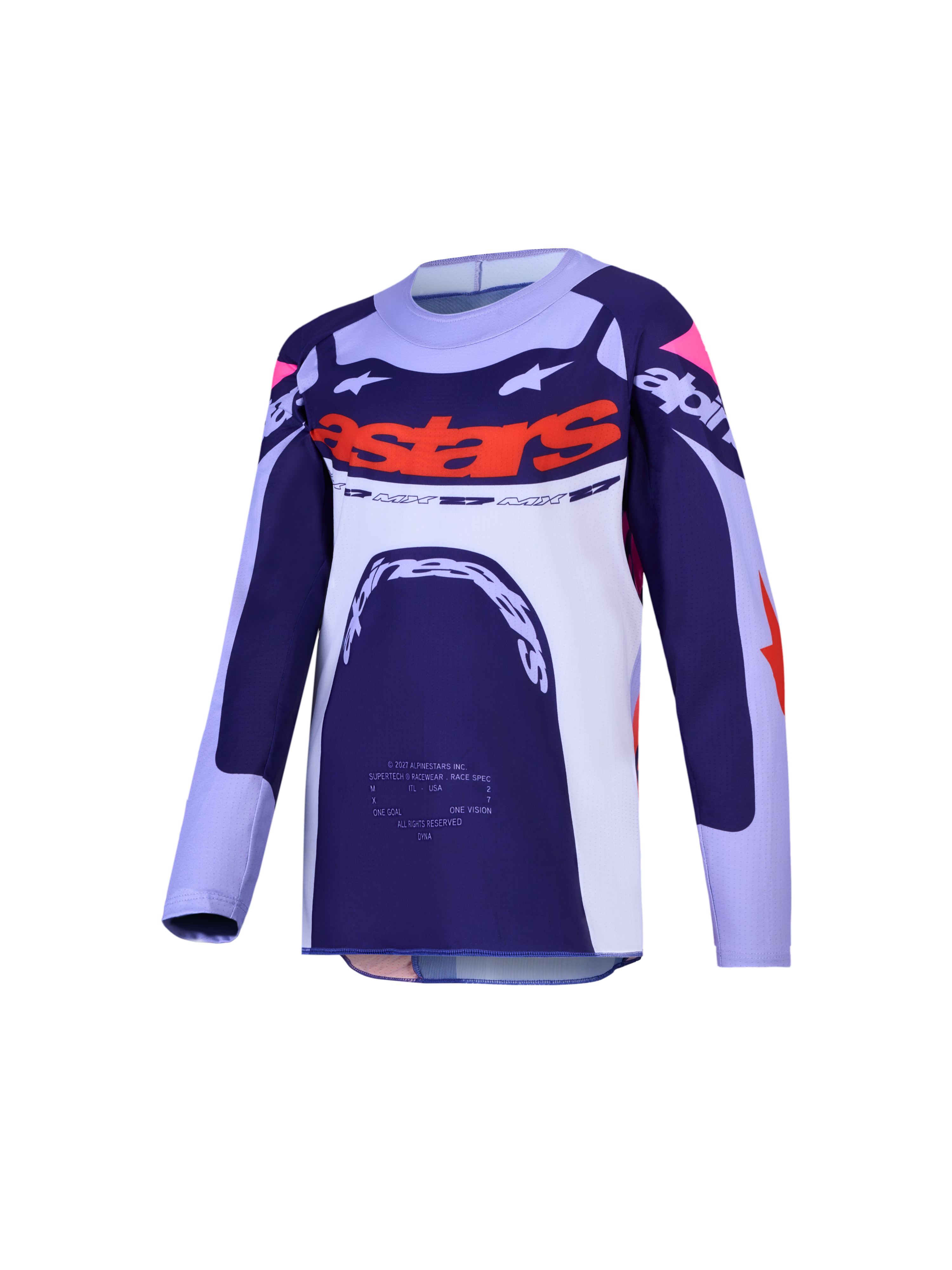 Alpinestars Ungdom Supertech Dyna trøje, motocrosstrøje til unge, mørkeblå og hvid med orange accenter, off-road gear