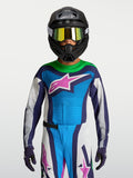 Alpinestars 2027 Supertech Maven trøje, motocrosstrøje til ungdom, blå og hvid, atletisk pasform til konkurrence.