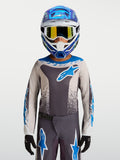 Alpinestars 2027 Fluid Drag Trøje Ungdom, grå og blå motocrosstrøje i fugttransporterende materiale til unge ryttere.