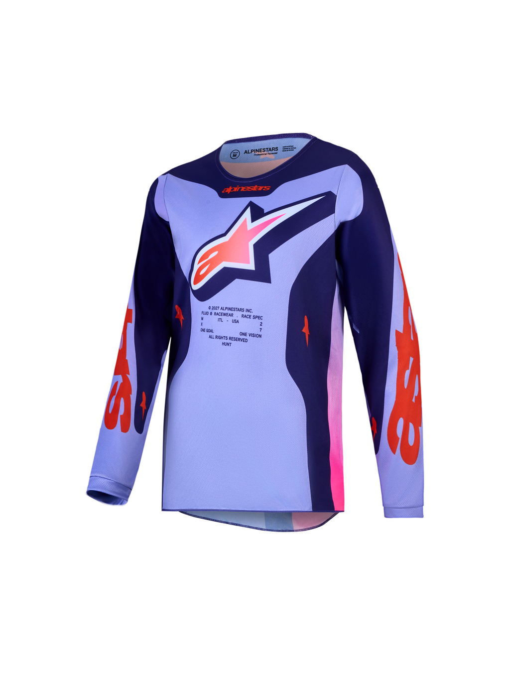 Alpinestars Fluid Hunt trøje ungdom, lilla og pink motocrosstrøje i åndbart, fugttransporterende tekstil til terrænkørsel
