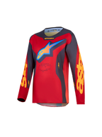 Alpinestars 2027 Youth Fluid Hunt Jersey, Youth Motocross Jersey, Red and Gray, moisture-wicking polyfabric.