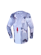 Alpinestars Fluid Lone trøje ungdom, motocrosstrøje i grå camo og hvid, fugttransporterende polytekstil, set bagfra.