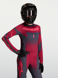 Alpinestars Stella Techstar Swan Jersey, Women's Motocross Jersey, Crimson and Dark Gray, with laser-cut ventilation.
