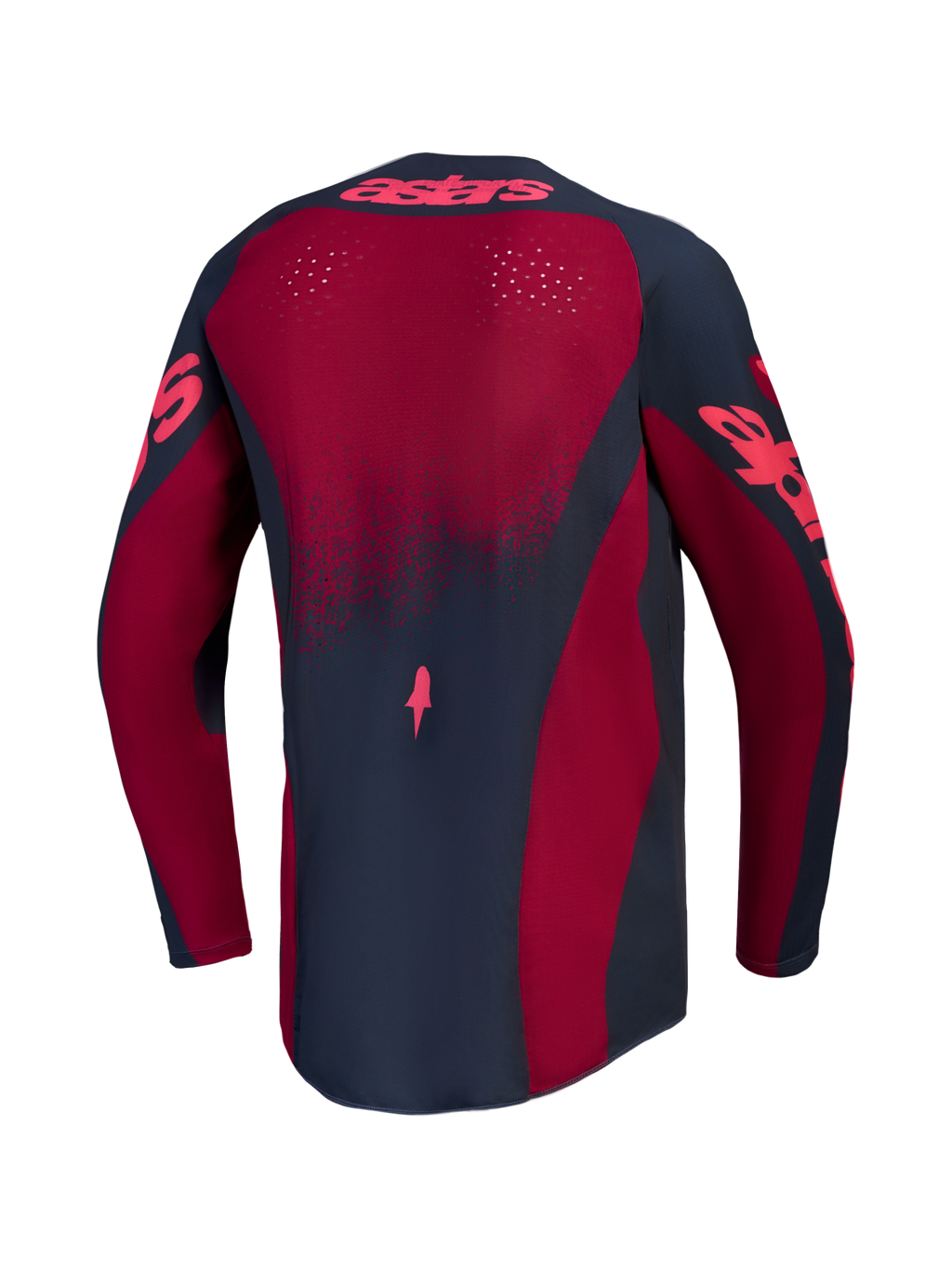 Alpinestars Stella Techstar Swan Jersey, Crimson and Dark Gray women's motocross top with laser-cut ventilation.