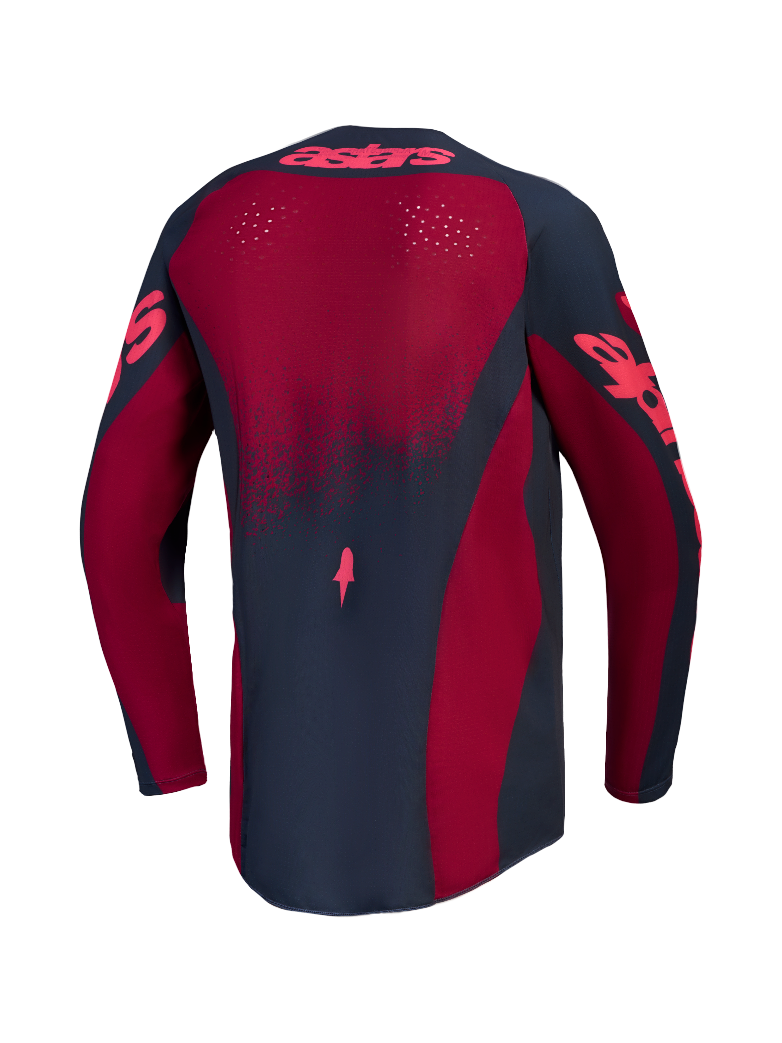 Alpinestars Stella Techstar Swan Jersey, Crimson and Dark Gray women's motocross top with laser-cut ventilation.