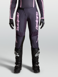Alpinestars Stella Fluid Apex V2 bukser, motocrossbukser til kvinder, grå og lyserød, med forbuede ben og skraldelukning.