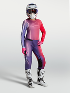 Alpinestars Stella Fluid Kepler Gear Set og bukser, motocross-udstyr til kvinder i lilla og rød gradient.