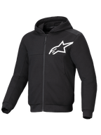 Alpinestars Chrome V2 Sport Hættetrøje, herre-urban motorcykeljakke, sort og hvid, tech fleece med aramidisk forstærkning, CE-certificeret