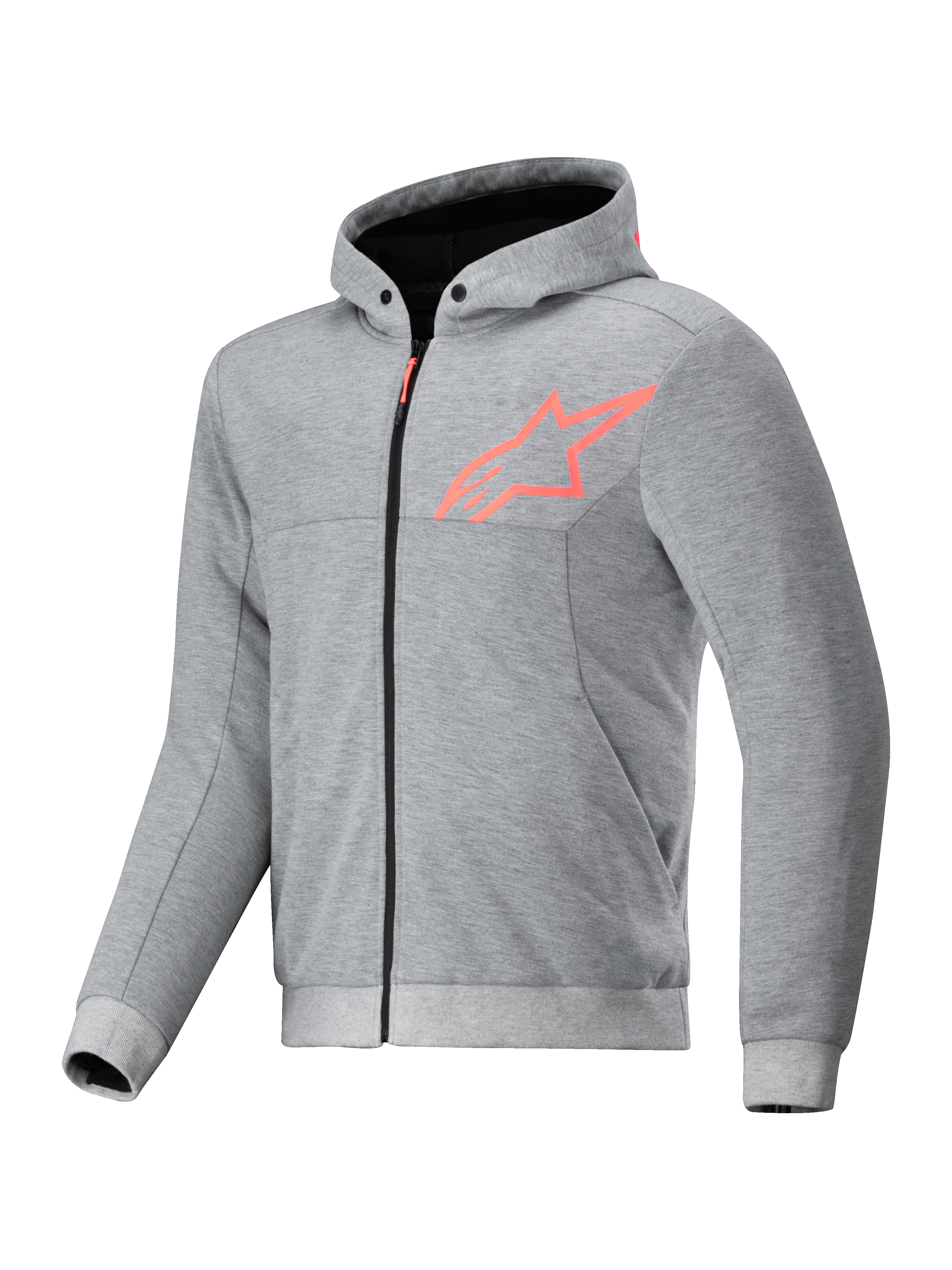 Alpinestars Chrome V2 Sport Hættetrøje, urban motorcykeljakke, grå og rød fluo, tekstil, Tech-Air® klar, CE-certificeret.