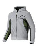 Alpinestars Chrome Air Sport Hoodie, men's motorcycle riding hoodie in Gray Heather Black with high-flow mesh ventilation panels, CE certified protection