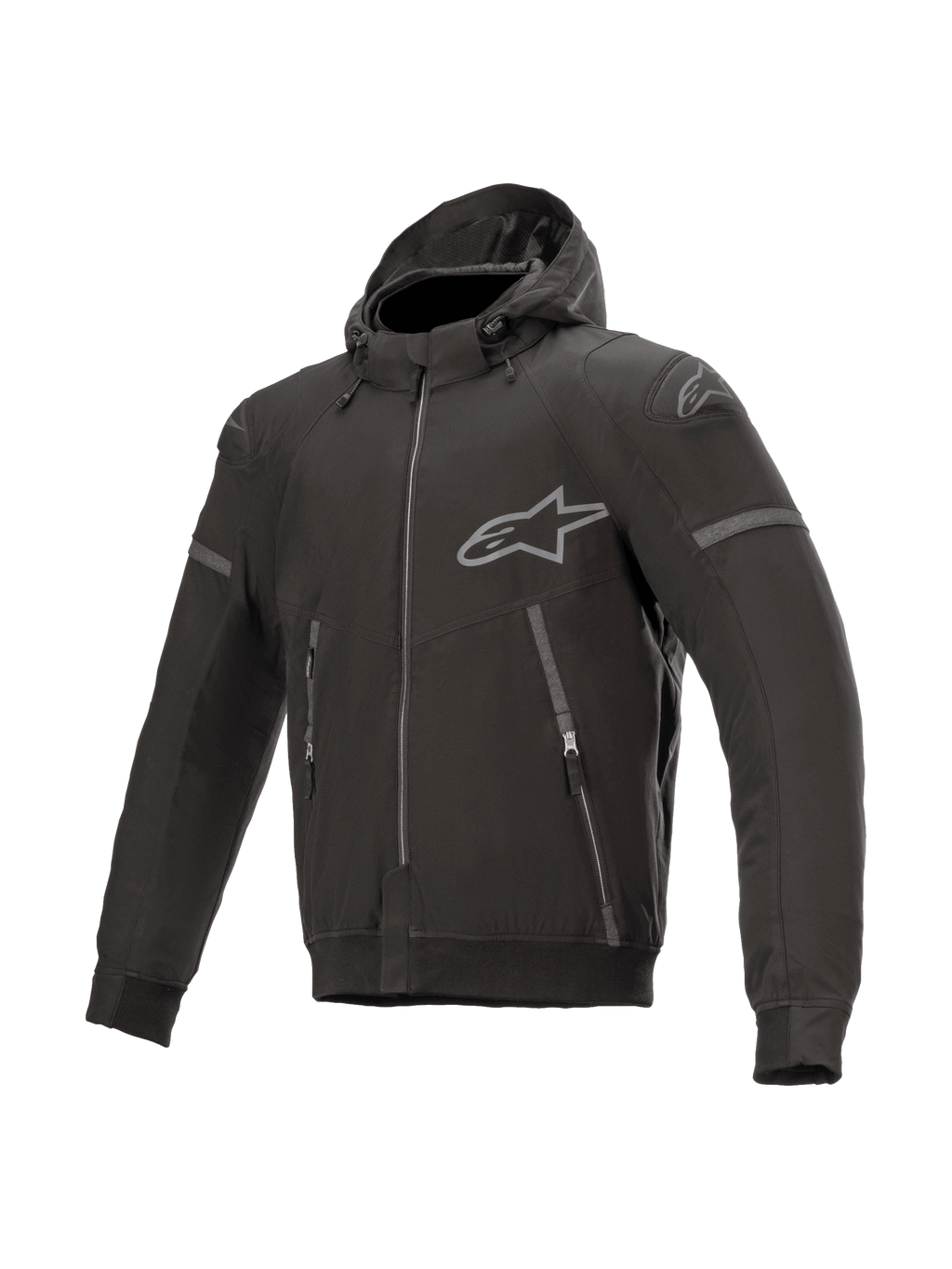 Alpinestars Sektor Tech V2 hættetrøje, motorcykeljakke til herrer, sort, vindresistent tekstil med CE-certificeret beskyttelse og aftagelig hætte