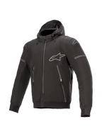 Alpinestars Sektor Tech V2 hættetrøje, motorcykeljakke til herrer, sort, vindresistent tekstil med CE-certificeret beskyttelse og aftagelig hætte