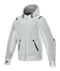 Alpinestars Moflow Air Tech Hoodie, mesh-motorcykeljakke til herre, lysegrå med sorte detaljer, fuld mesh-konstruktion, lynlåslommer, ærmer med tommelhuller, urbant køreudstyr