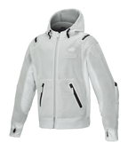 Alpinestars Moflow Air Tech Hoodie, mesh-motorcykeljakke til herre, lysegrå med sorte detaljer, fuld mesh-konstruktion, lynlåslommer, ærmer med tommelhuller, urbant køreudstyr
