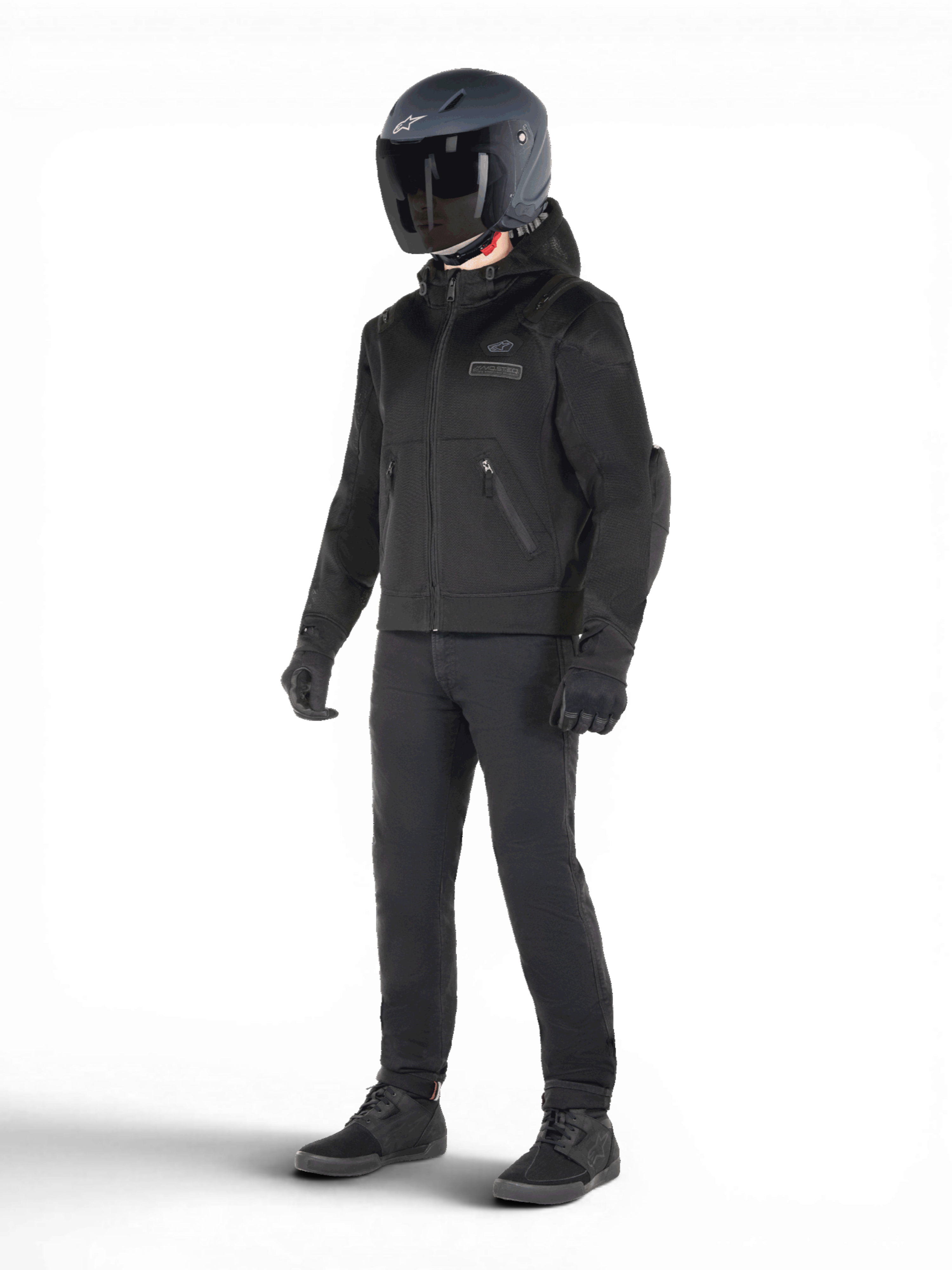 Alpinestars Moflow Air Tech Hoodie, Black mesh urban motorcycle jacket for men, featuring Tech-Air 3 Ready protection.