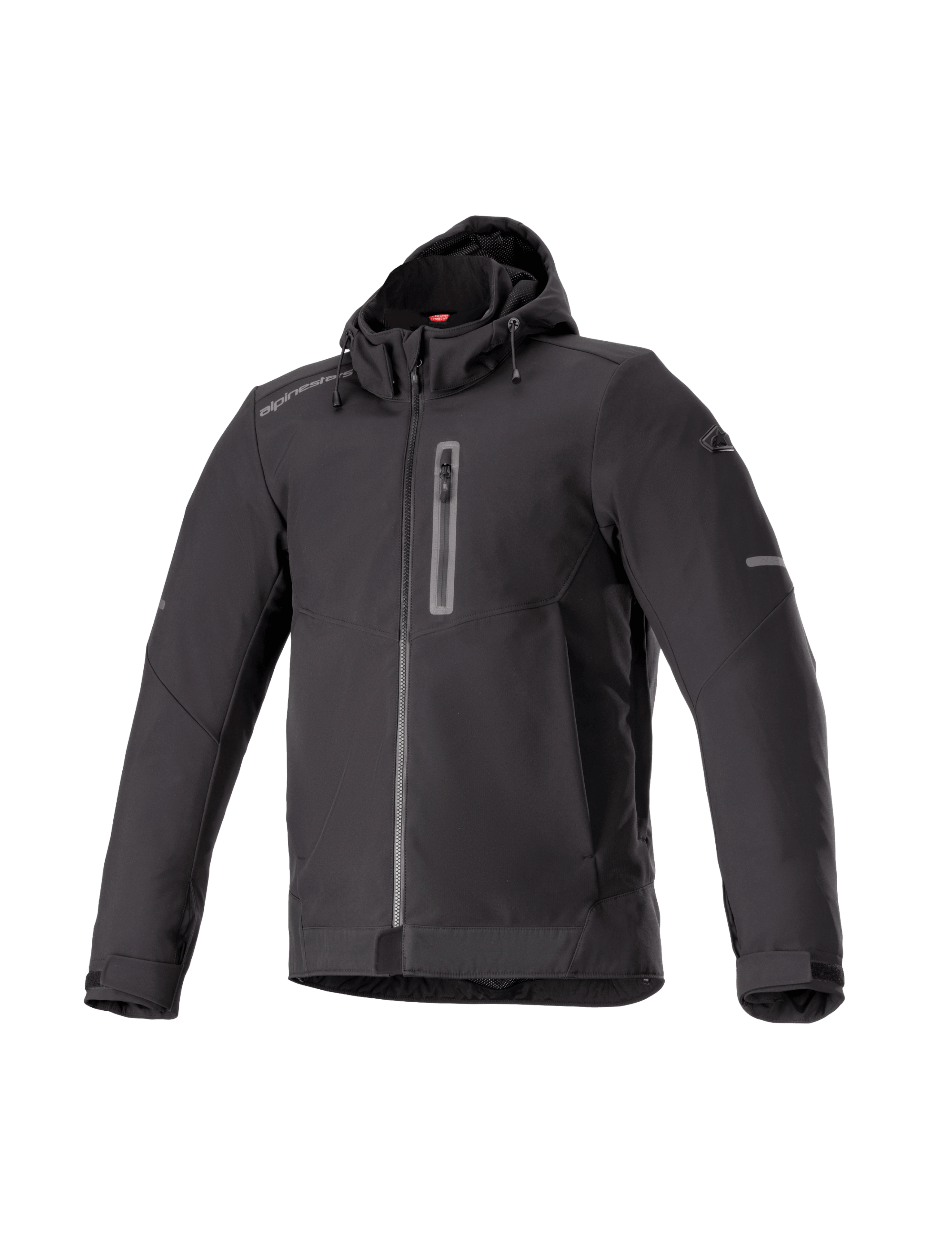 Alpinestars Neo vandtæt hættetrøje, sort urban motorcykeljakke til herrer i vandtæt softshell, Tech-Air Ready-design.