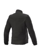 Alpinestars Banshee Fleece dame-motorcykeljakke i tekstil, sort, med Kevlar-beskyttelse og ribdetaljer, set bagfra