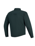 Alpinestars Bryon vandafvisende overshirt, Dark Emerald, set bagfra, vandafvisende motorcykeljakke i vokset lærred, med broderet logo på øverste del af ryggen, bagløkke til ophængning og længere rygprofil for dækning