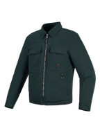 Alpinestars Bryon vandafvisende overshirt, motorcykeljakke, mørk smaragdgrøn, arbejdstøjsinspireret design med vokset lærred, to bryst-cargolommer, metal D-ring og gennemgående lynlås foran.