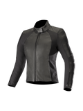 Alpinestars Stella Vika V2 dame-læderjakke til motorcykel, sort, med aramid-strækpaneler og CE-certificeret beskyttelse