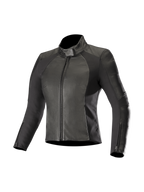 Alpinestars Stella Vika V2 dame-læderjakke til motorcykel, sort, med aramid-strækpaneler og CE-certificeret beskyttelse