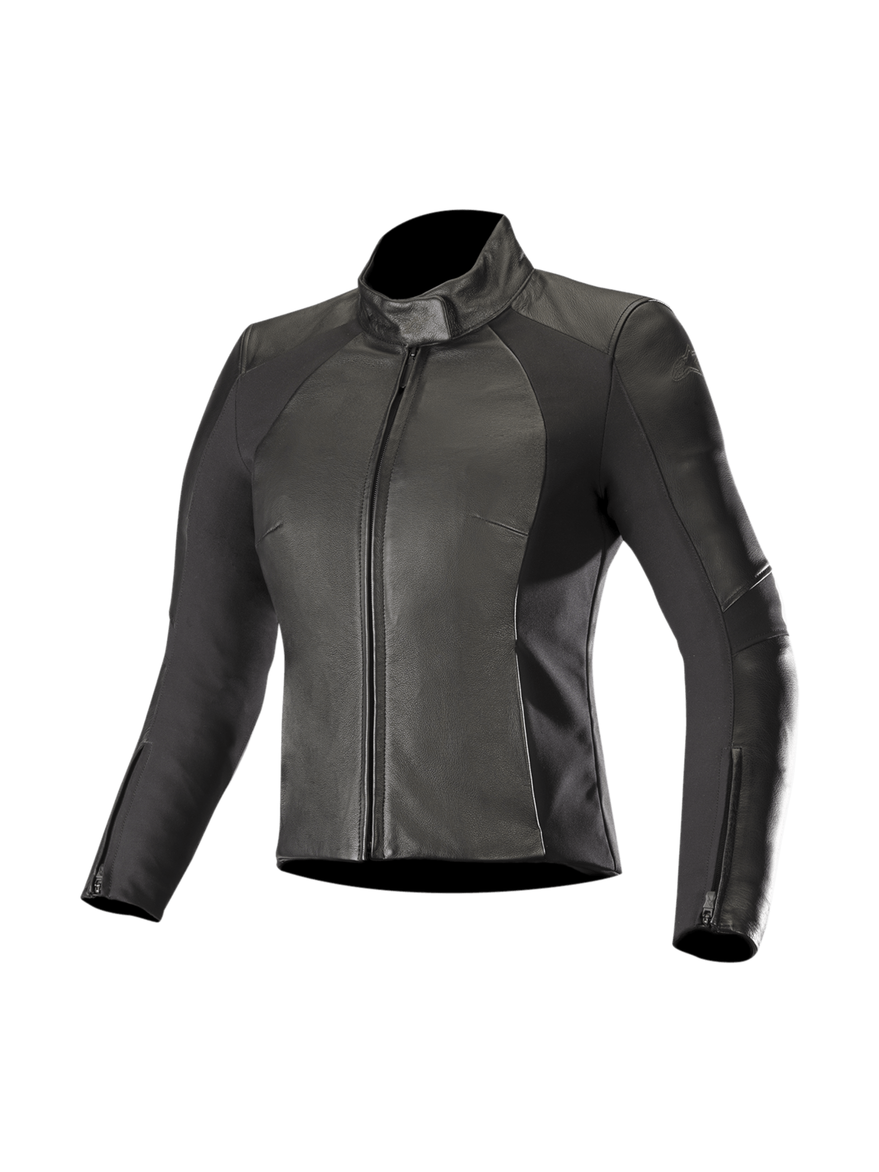 Alpinestars Stella Vika V2 dame-læderjakke til motorcykel, sort, med aramid-strækpaneler og CE-certificeret beskyttelse