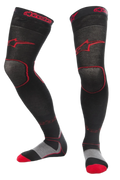 Alpinestars MX Long Tech Tykke Strømper, motocross-strømper, sort og rød, længde til midt på låret med rød branding, grå og røde detaljer på sålen, teknisk materiale designet til off-road racing og motocross-støvler