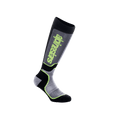 Alpinestars Youth MX Plus Socks, Motocross Riding Socks, Black Gray and Yellow Fluo, knee-high performance design with ribbed construction and Alpinestars logo, for off-road motorcycle racing