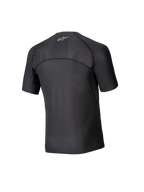 Alpinestars Tech KX Sim Top, Short Sleeve Karting Base Layer, Black, back view showing breathable mesh panels on the shoulders and upper back, ergonomic seam construction, moisture-wicking performance fabric